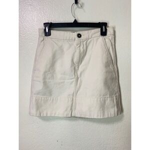 Everlane The Canvas Stamp Cotton A Line Mini Skirt Sz 2 Bone Minimalist Granola